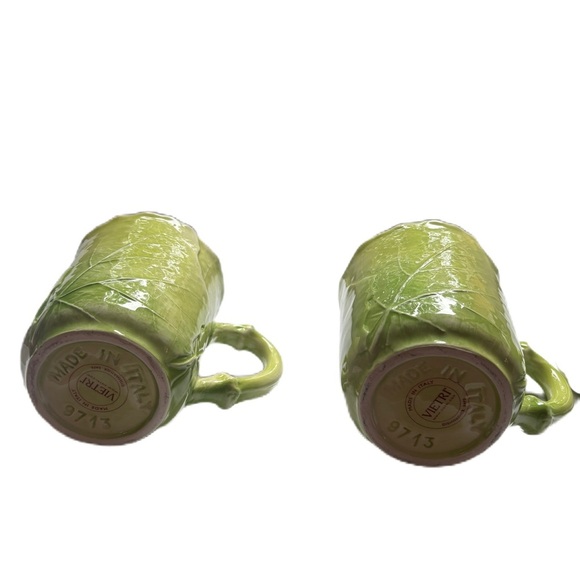 Vietri Set of 4 Green Cabbage Mugs‎ Vintage Made in Italy Hard to Find 9713 - Picture 4 of 13